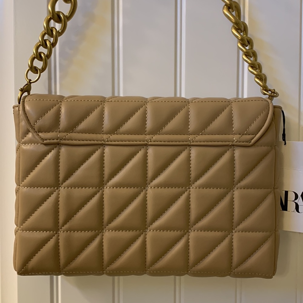 Zara Beige Quilt Leather Bag - Picture 10 of 10
